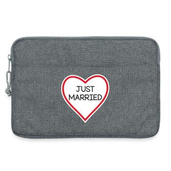Heart Banner Just Married - Laptop bag 13" - heather grey - Front