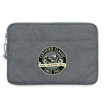 Sweat à capuche d’anniversaire moto motard vintage 1961 - Sacoche pour ordinateur portable 13 pouces - gris chiné - Devant
