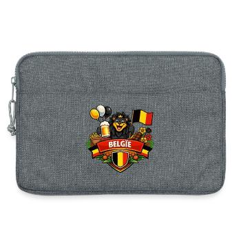 Logo joyeux belge - Sacoche pour ordinateur portable 13 pouces - gris chiné - Devant
