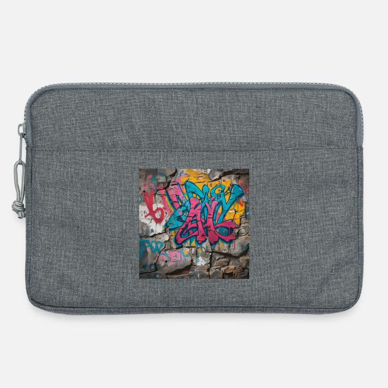 Bunte Graffiti auf Steinwand - Laptoptasche 13" - Grau meliert