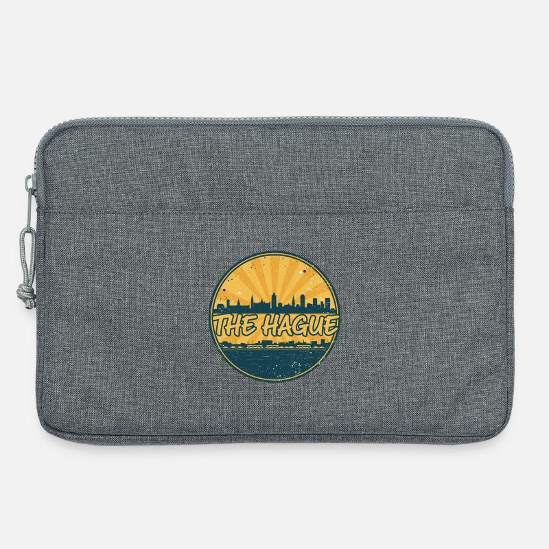 Die Haager Stadtsilhouette Vintage-Abzeichenkunst - Laptoptasche 13" - Grau meliert