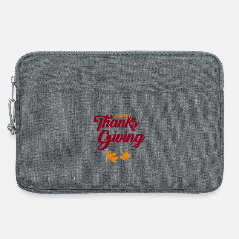 Frohes Thanksgiving-Skript mit Blättern - Laptoptasche 13" - Grau meliert