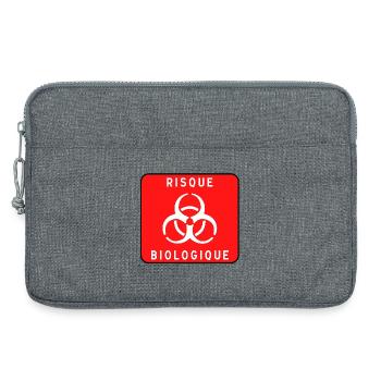 Panneau danger biologique, risque infectieux, mati - Sacoche pour ordinateur portable 13 pouces - gris chiné - Devant