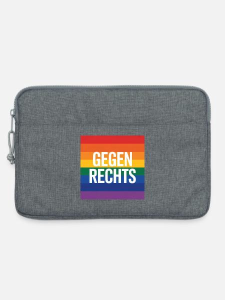 Gegen Rechts - Antifa Regenbogen Tee - Laptoptasche 13" - Grau meliert