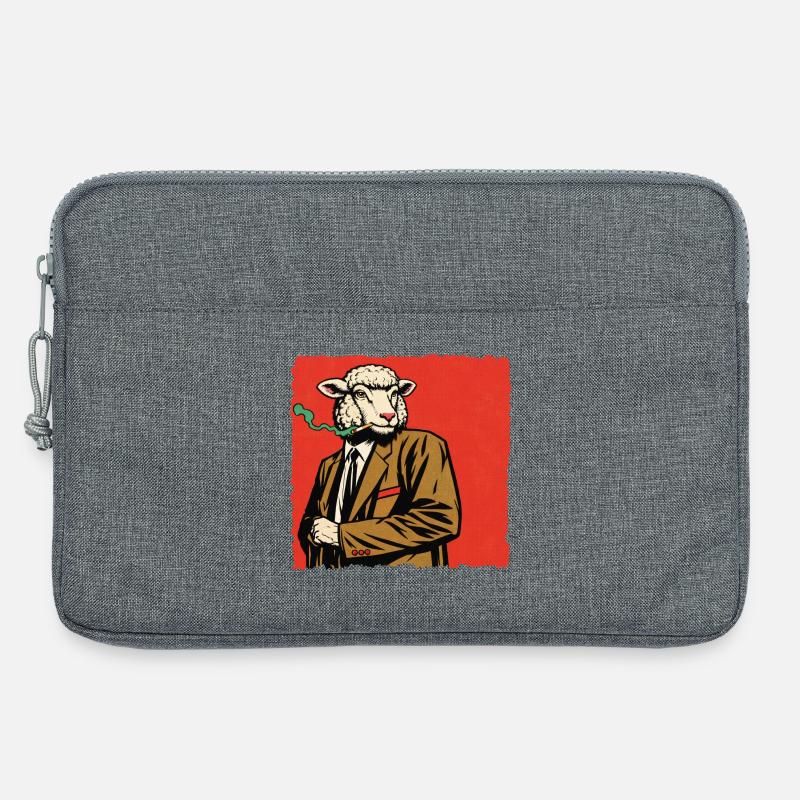 Lamm im Anzug mit Pfeife - Laptoptasche 13" - Grau meliert