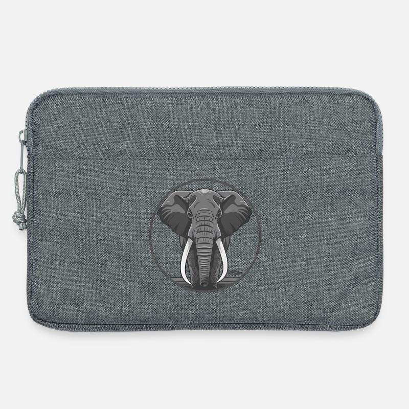 Elephant Head Circle Graphic - Laptop bag 13" - heather grey