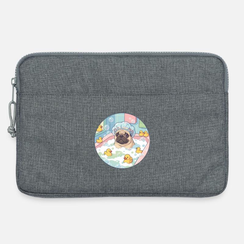 Mopps-Badetag - Laptoptasche 13" - Grau meliert