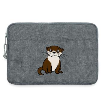 Loutre mignonne Kawaii Adore des animaux cadeau - Sacoche pour ordinateur portable 13 pouces - gris chiné - Devant