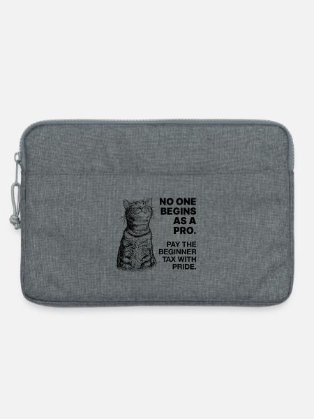 Anfänger Mindset – Lernende Katze Halftone - Laptoptasche 13" - Grau meliert