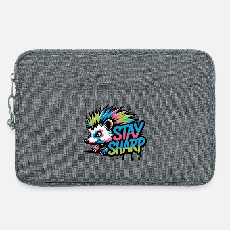 Stay Sharp Hedgehog Neon - Laptop bag 13" - heather grey