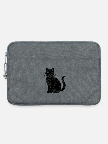 Schwarze Katze - Laptoptasche 13" - Grau meliert