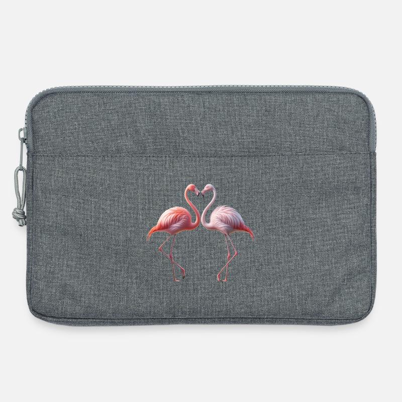 Flamingo Herzduett - Laptoptasche 13" - Grau meliert
