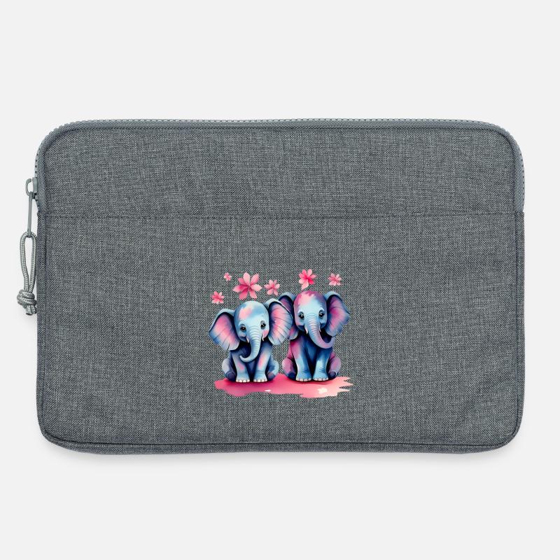 Pastellelefanten mit Blumen - Laptoptasche 13" - Grau meliert