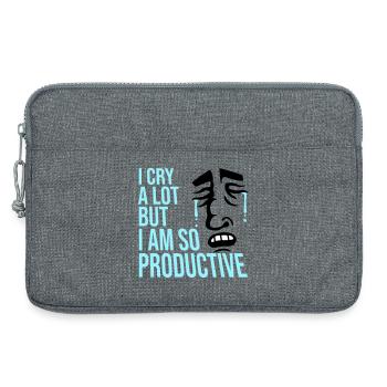 Je pleure beaucoup mais je suis tellement productif, émotions drôles - Sacoche pour ordinateur portable 13 pouces - gris chiné - Devant