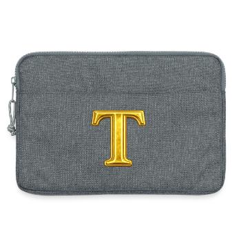Motif en T doré avec éclat - Sacoche pour ordinateur portable 13 pouces - gris chiné - Devant