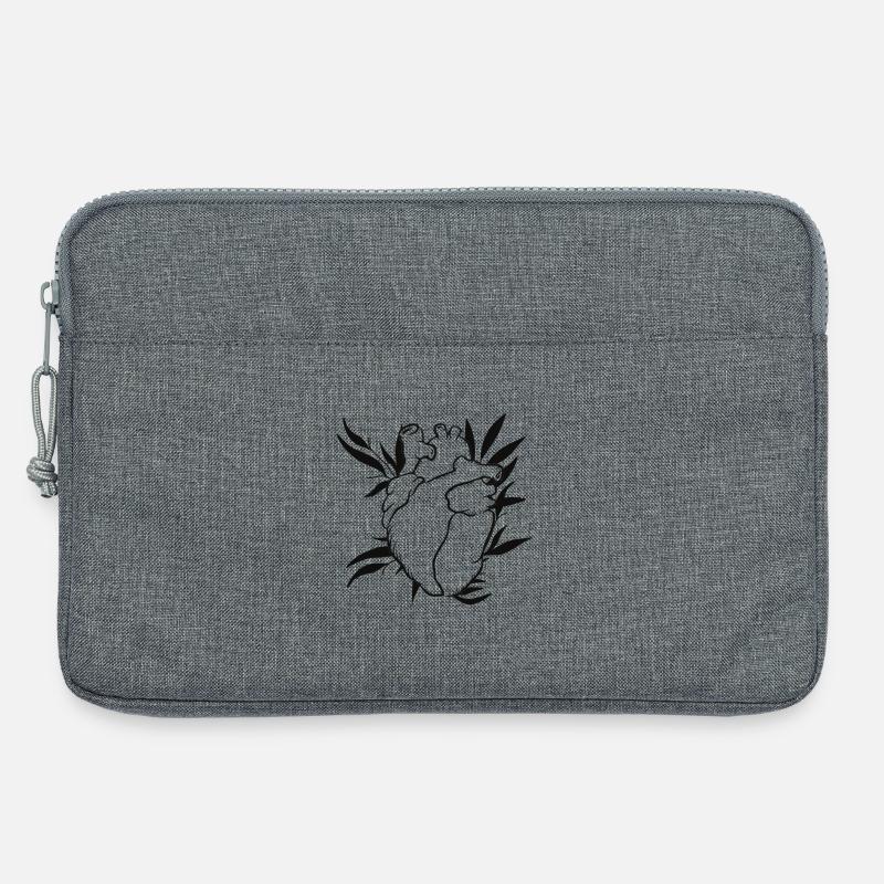 Herzlinien mit Blättern - Laptoptasche 13" - Grau meliert