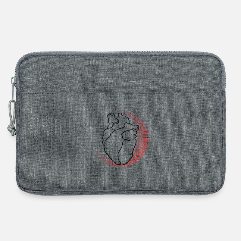 Anatomisches Herz mit rotem Strahlenkranz - Laptoptasche 13" - Grau meliert