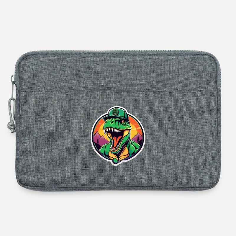 Dinosaur Sunset Headpiece - Laptop bag 13" - heather grey