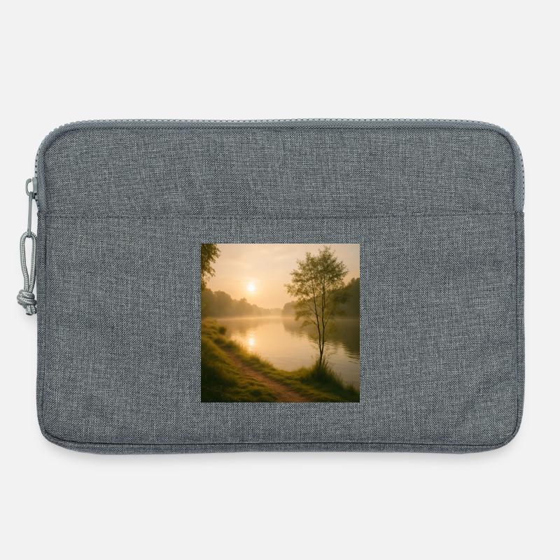Morgengold am Flusspfad - Laptoptasche 13" - Grau meliert