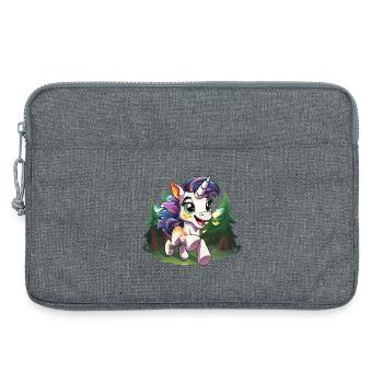 Bunter Waldunikorn im Glück - Laptoptasche 13" - Grau meliert - Vorne