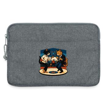 Zwei Retro-Katzen tanzen – Vintage Stil - Laptoptasche 13" - Grau meliert - Vorne
