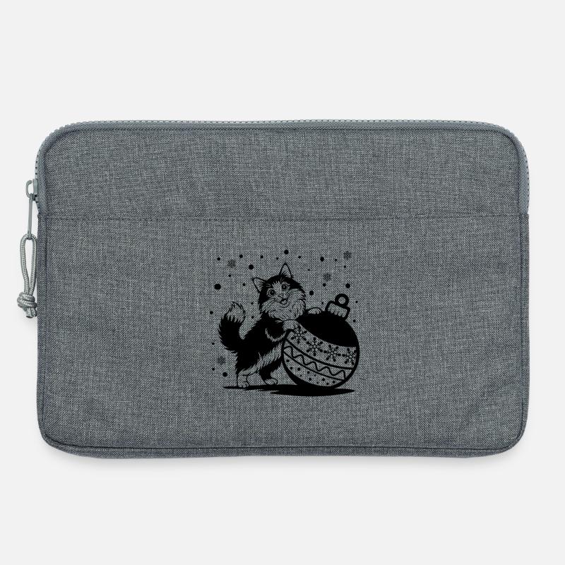 Süße, flauschige Katze mit einer großen Weihnachtskugel – St. - Laptoptasche 13" - Grau meliert