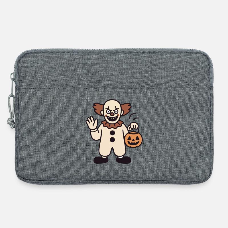 Halloween-Clown mit Kürbiseimer - Laptoptasche 13" - Grau meliert