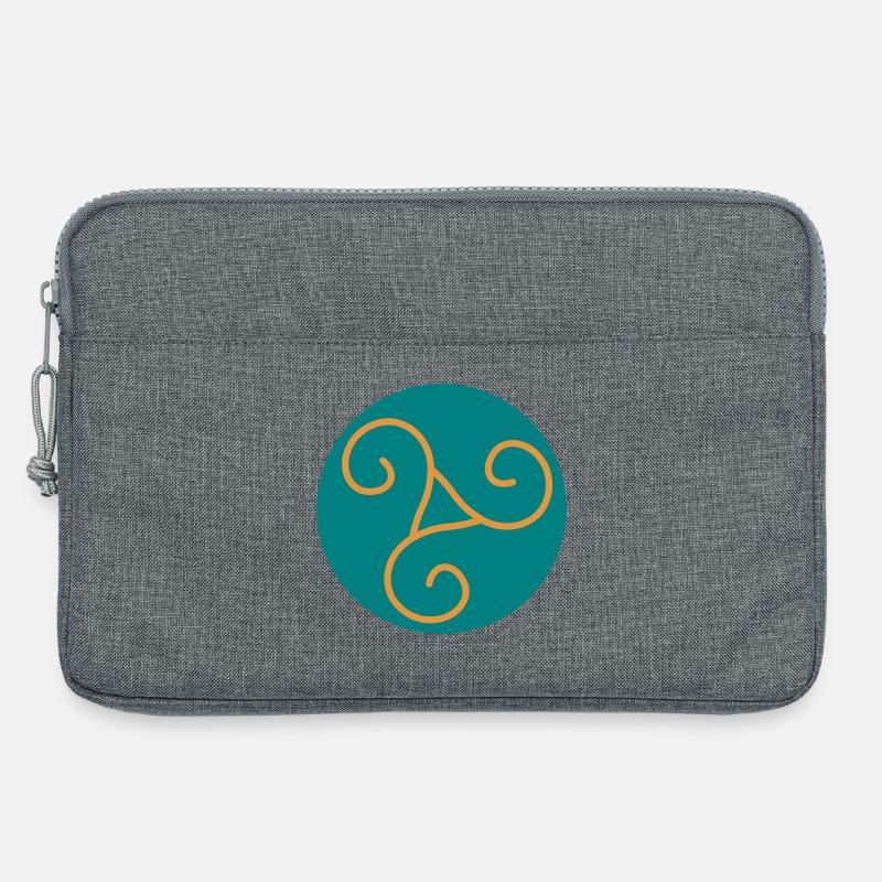 Decorative triskel in orange scrolls - Laptop bag 13" - heather grey