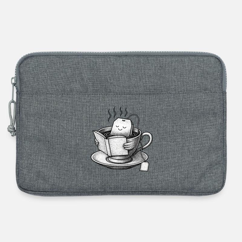 Cozy Tea Cup Reader  - Laptop bag 13" - heather grey