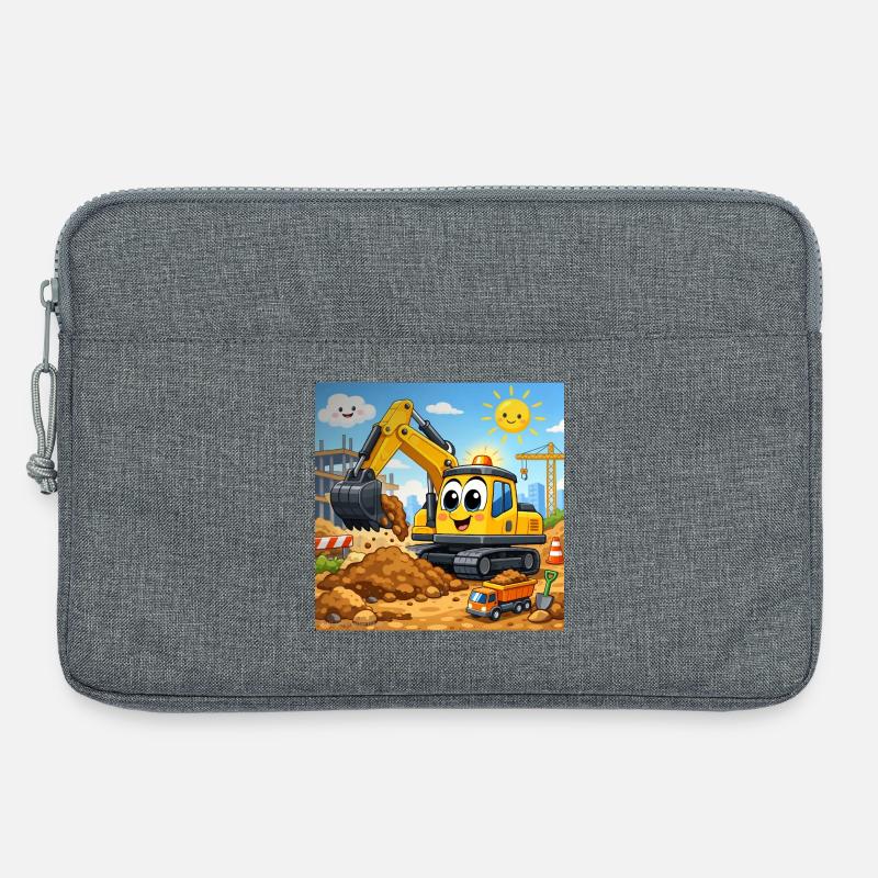 Fröhlicher Baubagger  - Laptoptasche 13" - Grau meliert