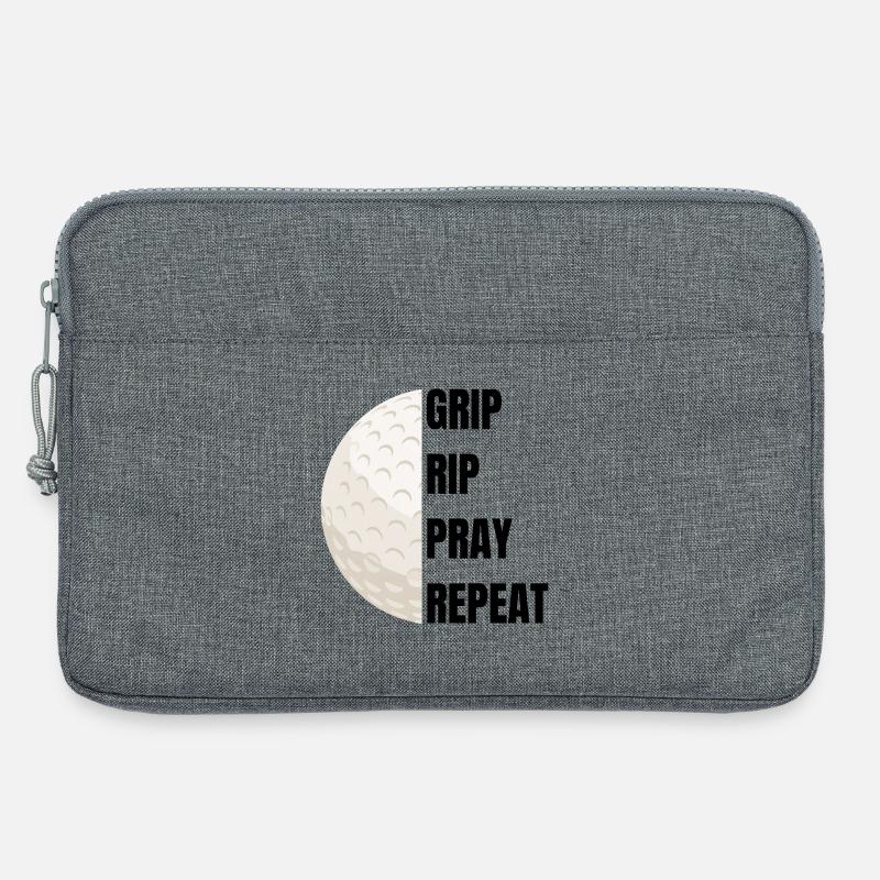 Grip Rip Pray Repeat – Golfslogan - Laptoptasche 13" - Grau meliert