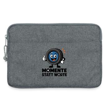 Des moments au lieu des mots – lentille comique avec pouce - Sacoche pour ordinateur portable 13 pouces - gris chiné - Devant