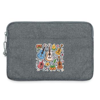 Style de bande dessinée au ukulélé - Sacoche pour ordinateur portable 13 pouces - gris chiné - Devant