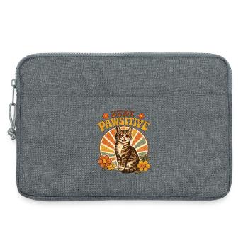 Stay Pawsitive Cat - Laptop bag 13" - heather grey - Front