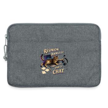 Réunion annulée par le chat - Sacoche pour ordinateur portable 13 pouces - gris chiné - Devant