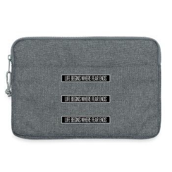Life Begins Where Fear Ends Motivierend Zitat Logo - Laptoptasche 13" - Grau meliert - Vorne