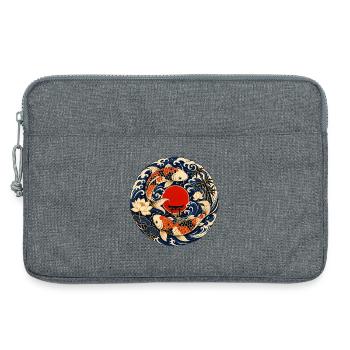 Koi dans le cercle lunaire avec torii - Sacoche pour ordinateur portable 13 pouces - gris chiné - Devant