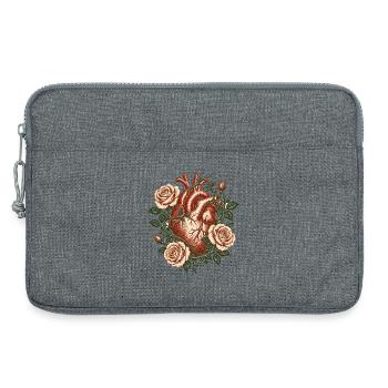 Vintage Anatomical Heart with Roses – Gothic Art - Laptop bag 13" - heather grey - Front