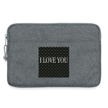 I Love You – Motif Cœurs Répétés - Sacoche pour ordinateur portable 13 pouces - gris chiné - Devant