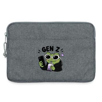 Grenouille de la génération Z avec une esthétique de mème drôle à la Boba Kawaii - Sacoche pour ordinateur portable 13 pouces - gris chiné - Devant
