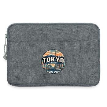 Badge de voyage rétro du mont Fuji à Tokyo - Sacoche pour ordinateur portable 13 pouces - gris chiné - Devant
