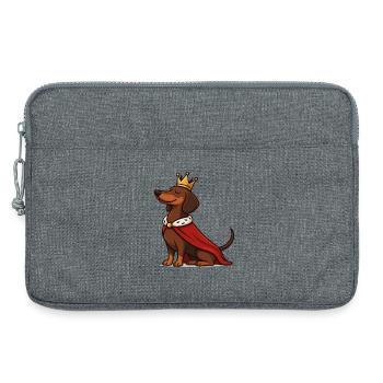 Fier teckel avec couronne – Chien royal - Sacoche pour ordinateur portable 13 pouces - gris chiné - Devant