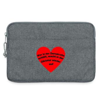 WER I D DEMOKRATIE SCHLÄFT, WACHT IN DIKTATUR AUF - Laptoptasche 13" - Grau meliert - Vorne