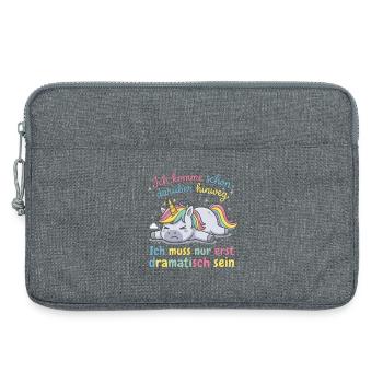 Dramatisches Einhorn: Ich muss erst dramatisch ... - Laptoptasche 13" - Grau meliert - Vorne