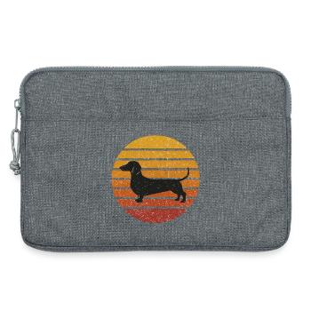 Dackel Silhouette Vintage Sunset - Laptoptasche 13" - Grau meliert - Vorne