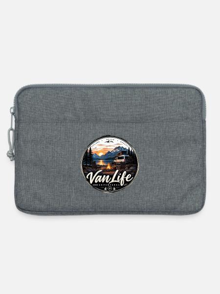 VanLife Abenteuer am Lagerfeuer - Laptoptasche 13" - Grau meliert