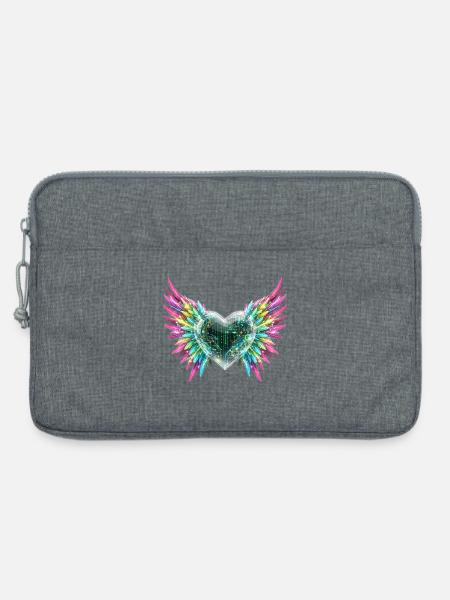 Cyber Heart Bunte Federflügel Futuristische Technik - Laptoptasche 13" - Grau meliert