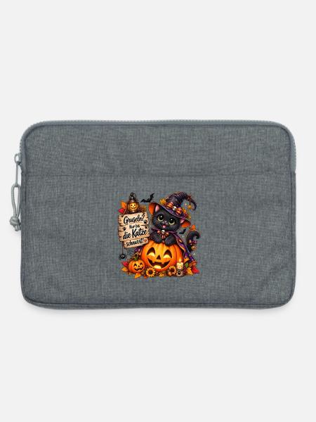 Katzenhalloween Kürbiszauber - Laptoptasche 13" - Grau meliert