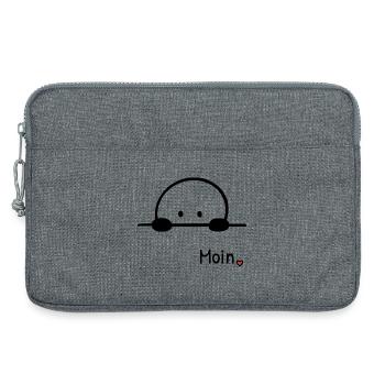 Moin. | Kleine Guckfigur mit Herz regionaler Gruss - Laptoptasche 13" - Grau meliert - Vorne