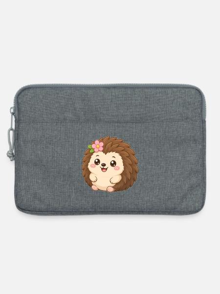 Hedgehog Flower Friend – Igel mit Blume - Laptoptasche 13" - Grau meliert